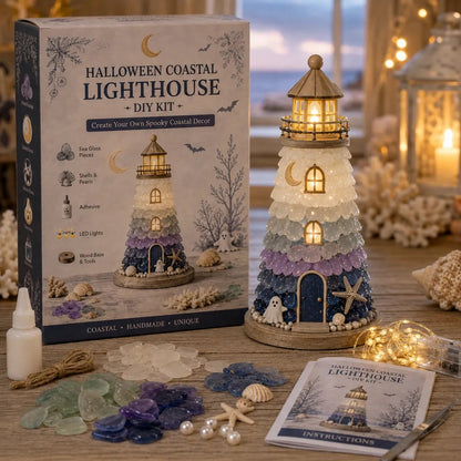 💥 LAST DAY 49% OFF - 💙 DIY Sea Glass Lighthouse Kit – Light-Up Coastal Craft & Handmade Home Decor