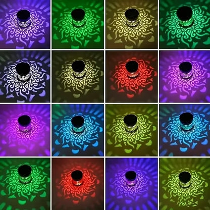 Solar Mandala Projector Wall Lights – Colorful Outdoor Garden Fence Lights 🌈✨