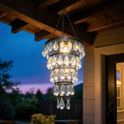 Solar Hanging Crystal Chandelier