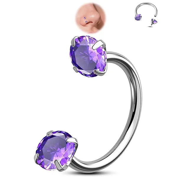 🔥Horseshoe Gem Nose Ring – Internally Threaded & Comfortable