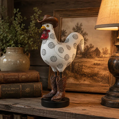 Vintage Cowboy Rooster Sculpture