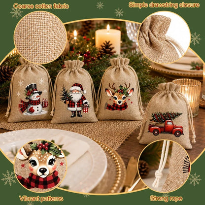 🎄Christmas Drawstring Gift Bags - Pull, Tie, and Make Every Little Gift Feel More Festive🎁