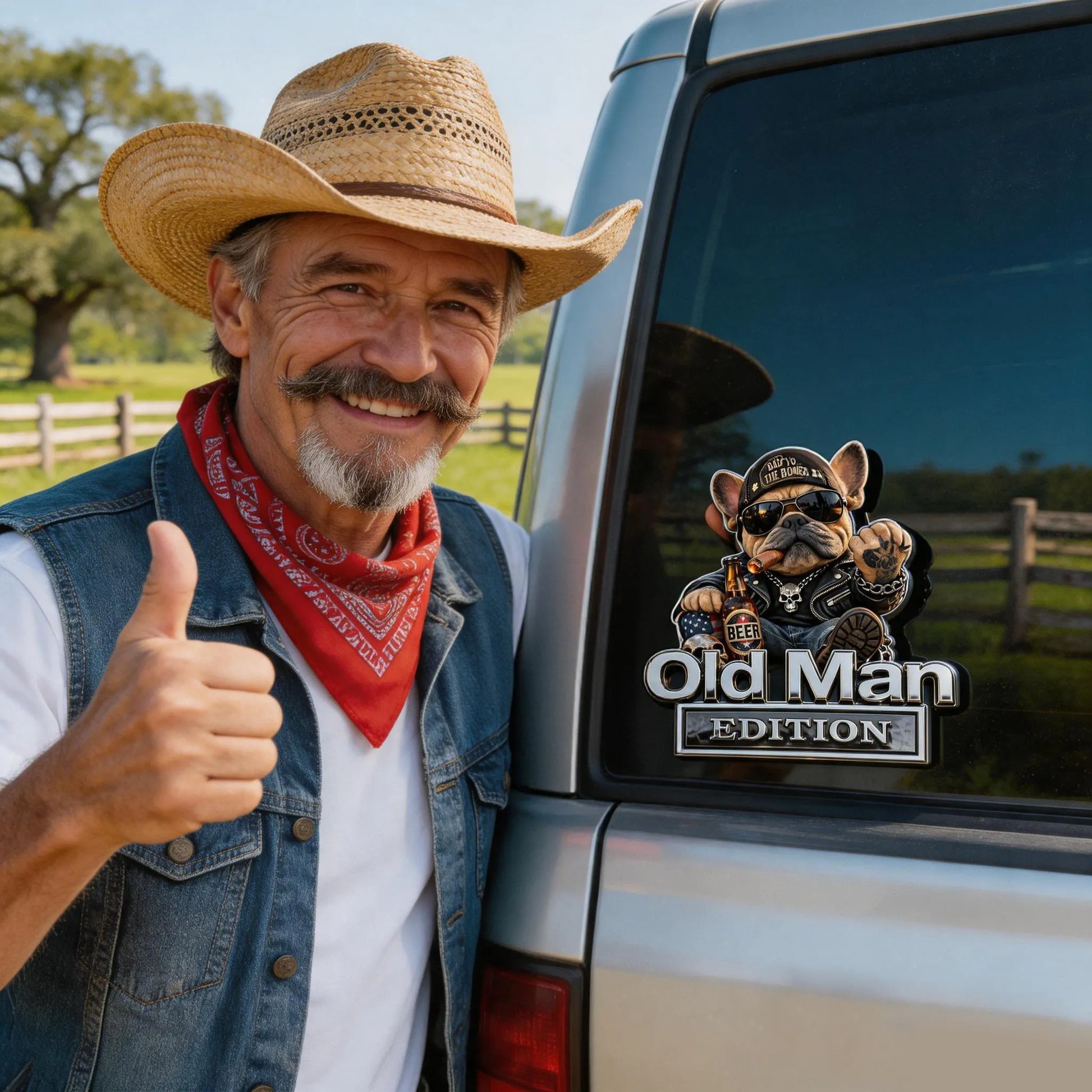 🚗 Funny Old Man Edition Vehicle Badge — Perfect Father's Day & Birthday Gift for Dad, Grandpa, Husband, Truck & SUV Owners