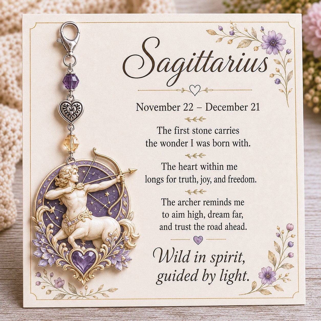 ✨ 12 Zodiac Birthstone Charm Keepsake Card