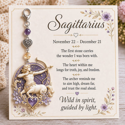 ✨ 12 Zodiac Birthstone Charm Keepsake Card