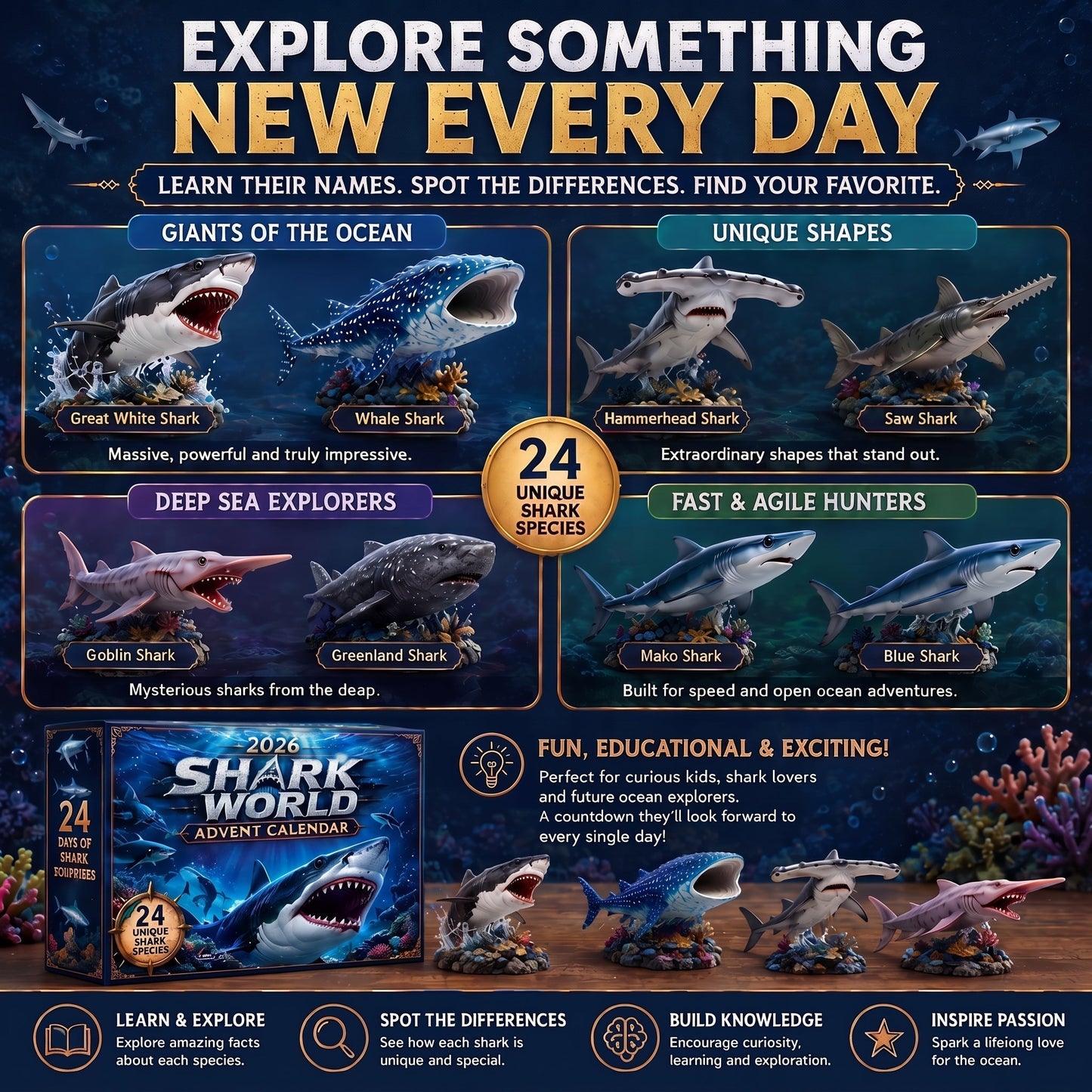 🔥49% Off Today Only-🦈 2027 Shark World Advent Calendar
