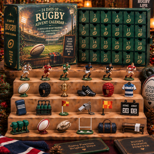 CHRISTMAS KICKOFF 49% OFF - 2026 Days of Rugby Blind Box - 24‑Day Festive Countdown, Rugby Themed Collectible Miniatures Blind Box - Gift For Rugby Sport Lovers