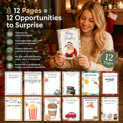 🔥⏰ LAST DAY SALE ONLY￡9.99!! 🎅Christmas Gift Card Booklet -👍DIY Spiral-Bound Christmas Gift Card Holder Book