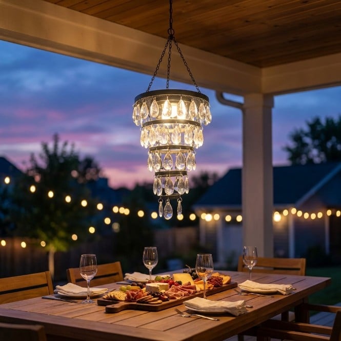 Solar Hanging Crystal Chandelier