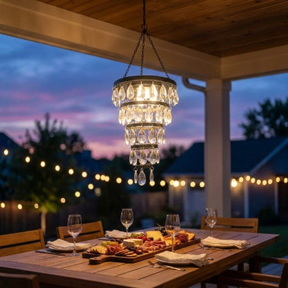 Solar Hanging Crystal Chandelier