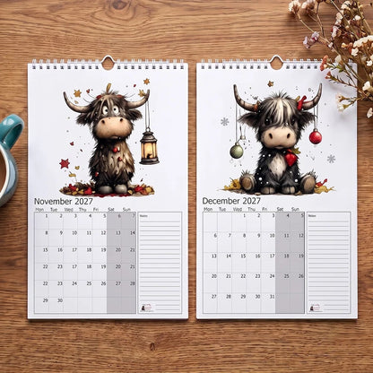 2027 Cute Highland Cow Wall Calendar 🐮 | Life Is Better With A Highland Cow ⭐