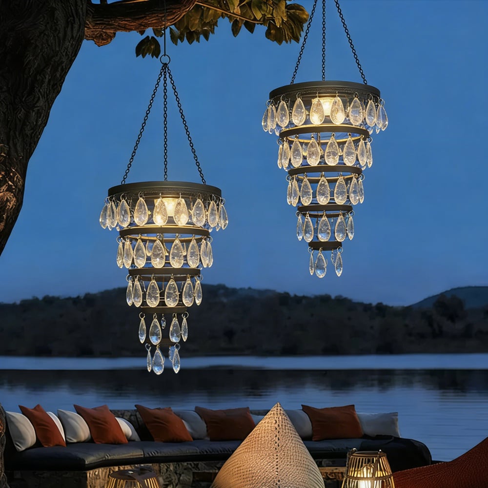 Solar Hanging Crystal Chandelier