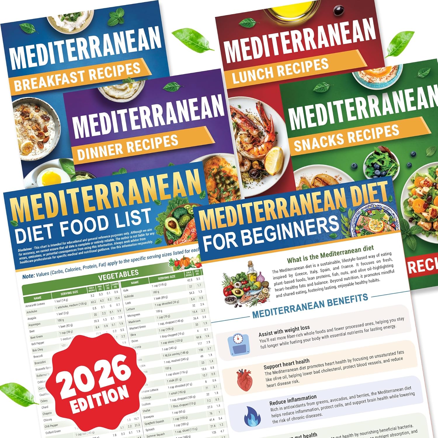 🎁Last Day 50% OFF🥗Feel More Confident About Everyday Meals - 6-Piece Mediterranean Meal Planning Set With A 28-Day Guide And 80 Recipes🍋