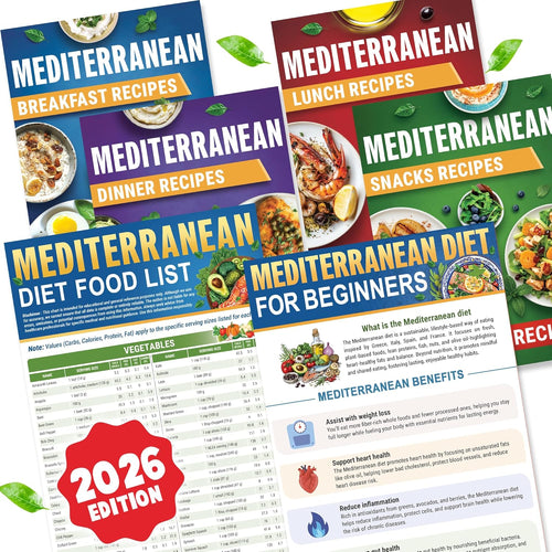 🎁Last Day 50% OFF🥗Feel More Confident About Everyday Meals - 6-Piece Mediterranean Meal Planning Set With A 28-Day Guide And 80 Recipes🍋