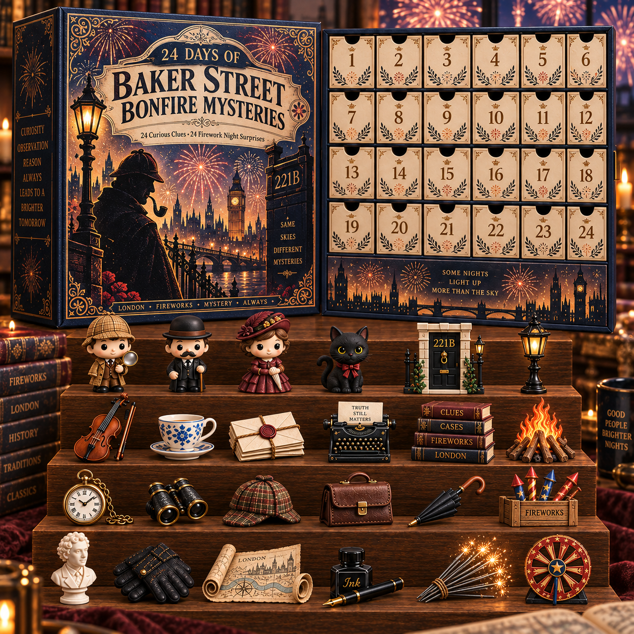 CHRISTMAS KICKOFF 49% OFF‑2026 24‑Day London Detective Mystery Countdown Blind Box‑Festive Collectible Miniatures Advent Calendar‑Gift For Whodunnit Puzzle Fans