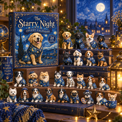 CHRISTMAS KICKOFF: 48% OFF – 2026 Starry Night Dogs Advent Calendar – 24 Artistic Dog Ornaments, Dreamy Christmas Collectible Blind Box