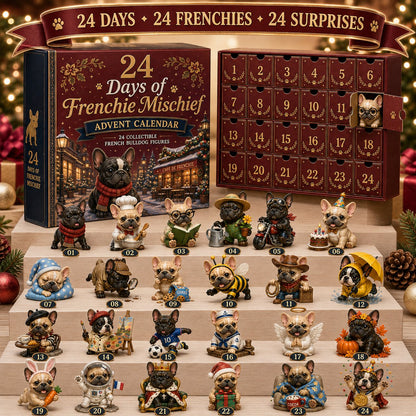 2026 French Bulldog Advent Calendar with 24 tiny Frenchie figurines