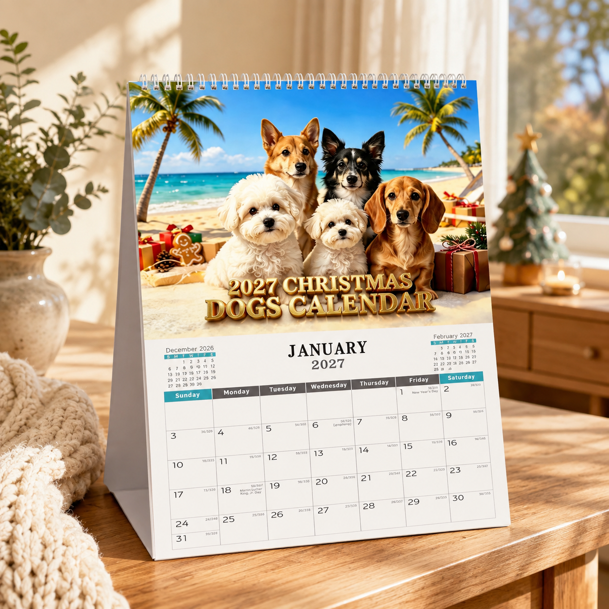 2027 Christmas Dogs Calendar – A Monthly Celebration of Your Favourite Furry Friends, Cute Dog Lover Gift
