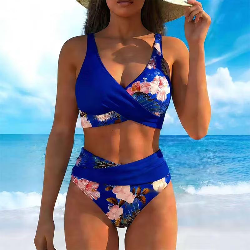 Women's Floral Print High Waist Bikini Set