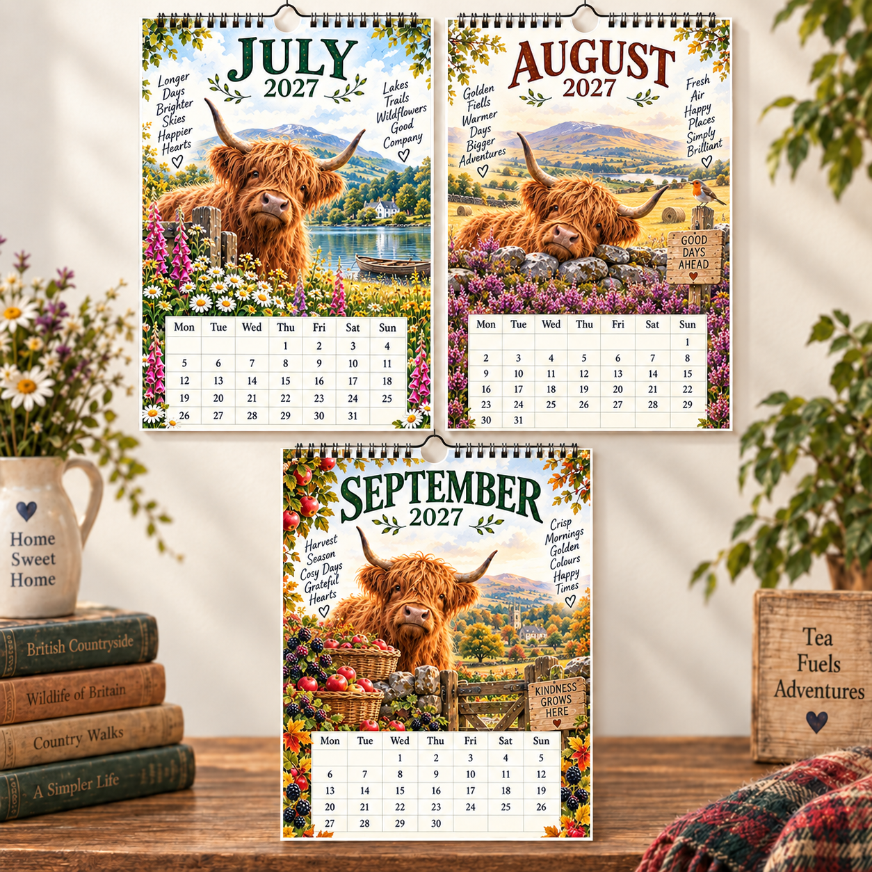 2027 Highland Cow Calendar｜A4 Hanging Calendar