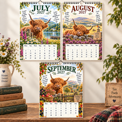 2027 Highland Cow Calendar｜A4 Hanging Calendar