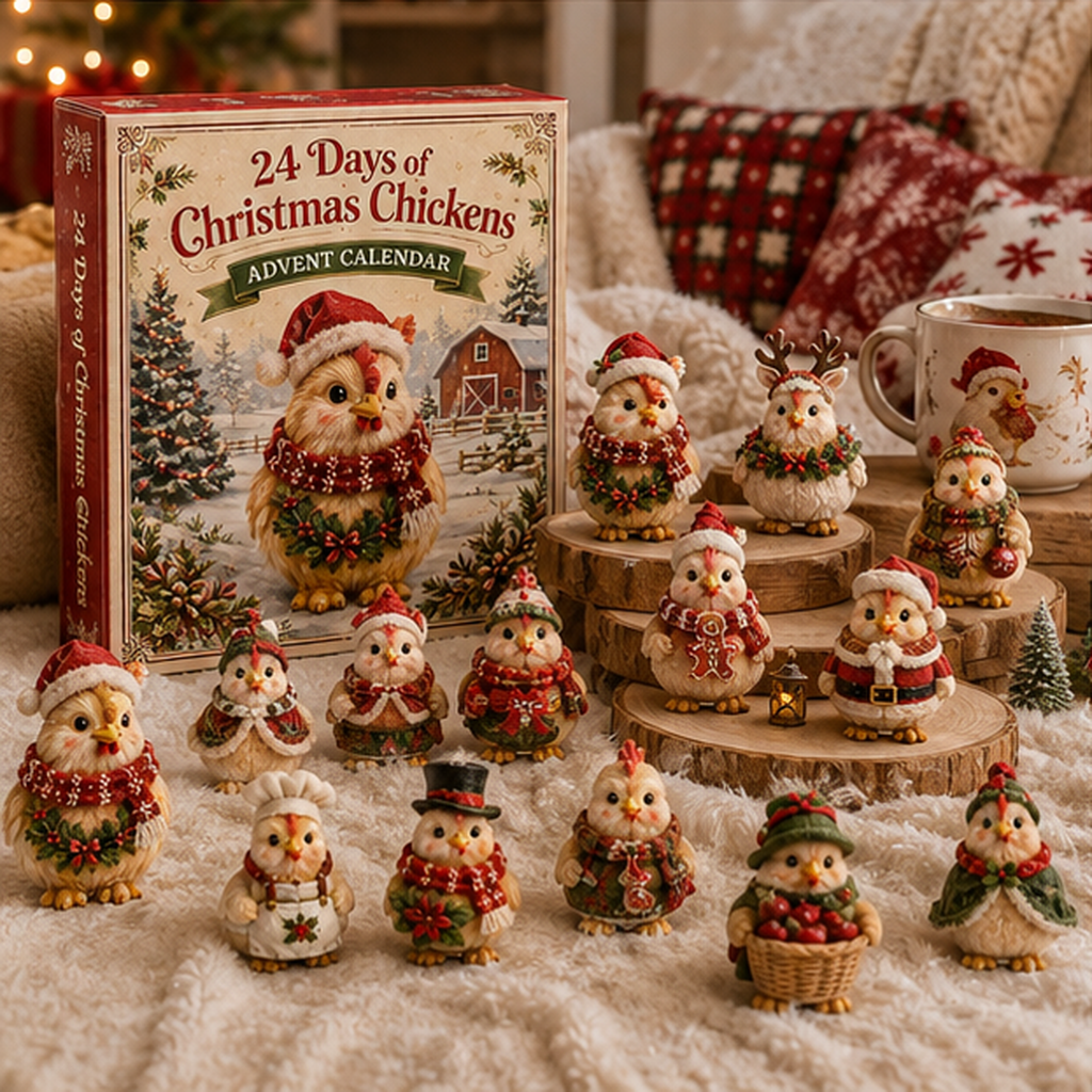 2026 A Very Clucky Christmas Advent Calendar – 24 Festive Chicken Ornaments for Poultry Lovers, Christmas Blind Box