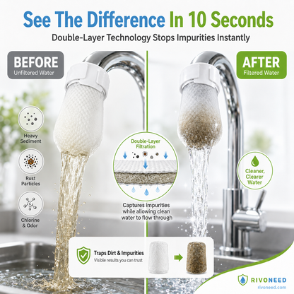 ⏰56%OFF⚡50K+ SOLD!💥Anti-Splash Kitchen Faucet Cotton Filter for Sediment & Rust Removal