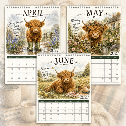 2027 Highland Cow Life Calendar｜A4 Hanging Calendar