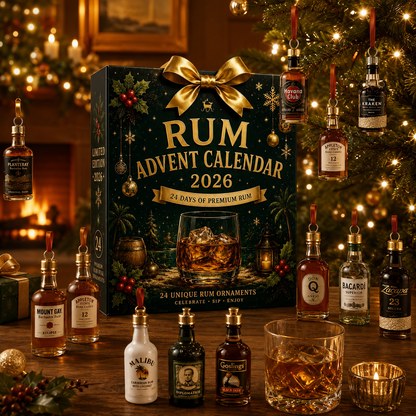 2026 Rum Christmas Advent Calendar – 24 Days of Premium-Inspired Rum Bottle Ornaments, Acrylic Blind Box – Gift for Rum Lovers