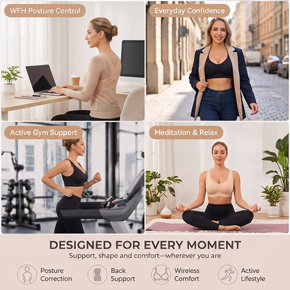 🧘 Dames sportbeha voor houdingcorrectie, gladde rug, draadloos met voorste sluiting ✨