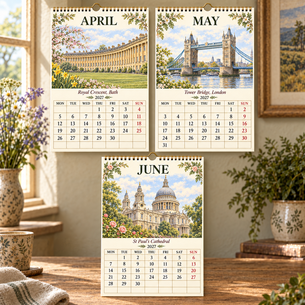 2027 British Landmarks Calendar｜A4 Hanging Calendar