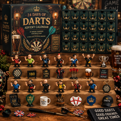CHRISTMAS KICKOFF 49% OFF - 2026 Days of Darts Blind Box - 24‑Day Festive Countdown, Darts Themed Collectible Miniatures Blind Box - Gift For Darts Sport Fans