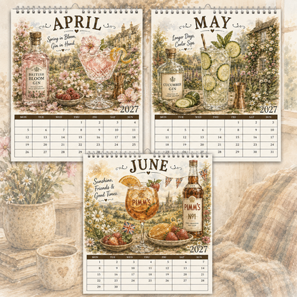 2027 British Spirits & Cocktail Calendar｜A4 Hanging Calendar
