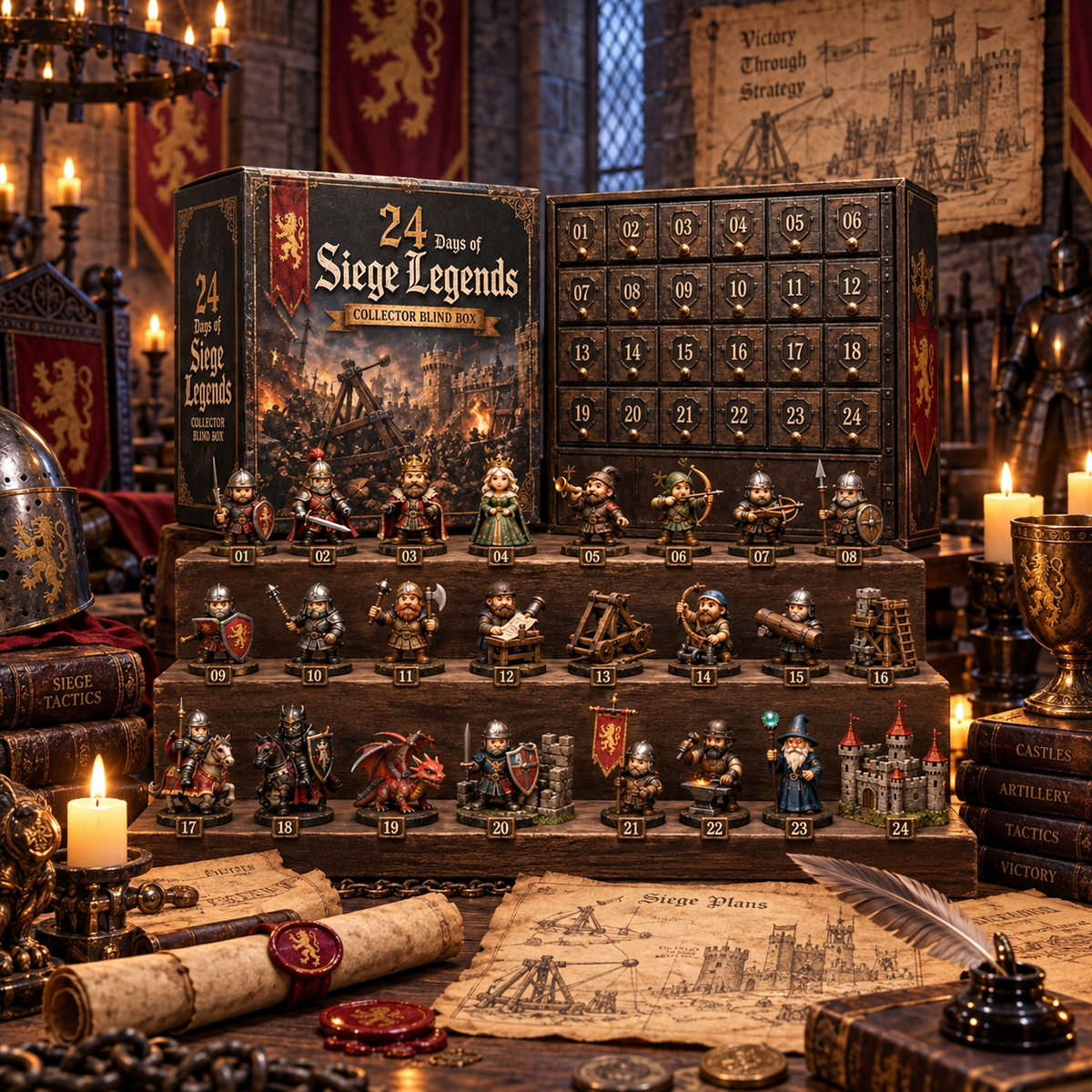 CHRISTMAS KICKOFF: 48% OFF –2026 Siege Legends Advent Calendar – 24 Medieval Fantasy Miniatures, Collector’s Blind Box
