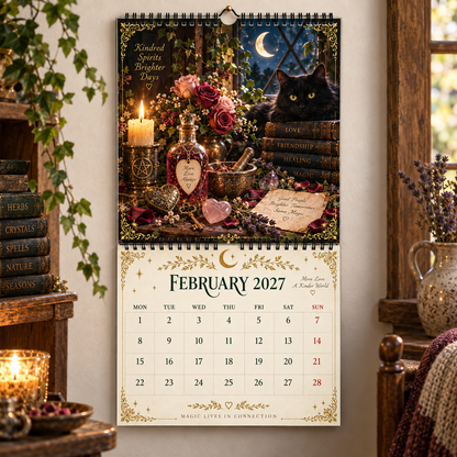 Witch’s Arcanum 2027 Wall Calendar – 12-Month Witchy Art Calendar with Black Cats, Herbs, Crystals & Seasonal Magic