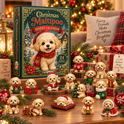 CHRISTMAS KICKOFF: 48% OFF – 2026 A Merry Little Maltipoo Christmas Advent Calendar – 24 Festive Acrylic Ornaments