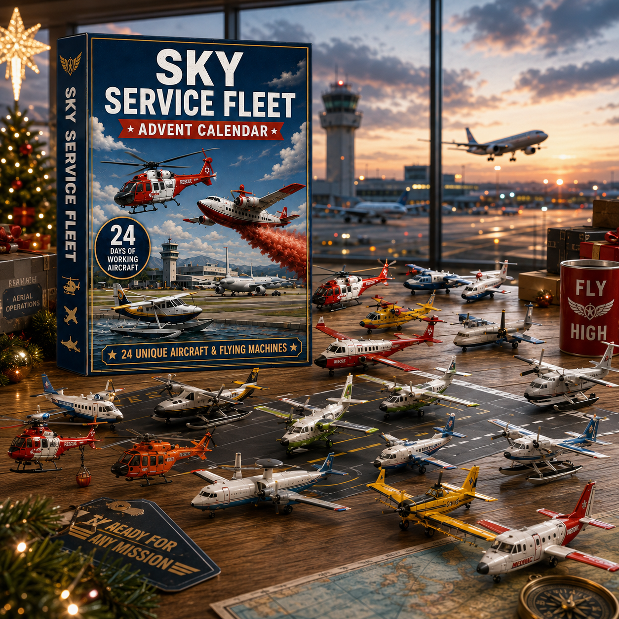 CHRISTMAS KICKOFF: 48% OFF – 2026 Sky Service Fleet Advent Calendar – 24 Days of Aviation Mission Surprises, Aircraft Collectible Blind Box – Gift for Aviation Lovers