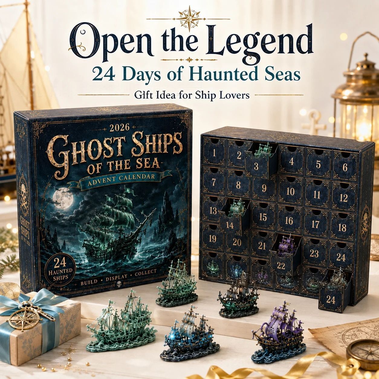 CHRISTMAS KICKOFF: 48% OFF – 2026 Ghost Ships of the Sea Advent Calendar – 24 Haunted Ship Collectibles, Mystical Ocean Adventure Blind Box