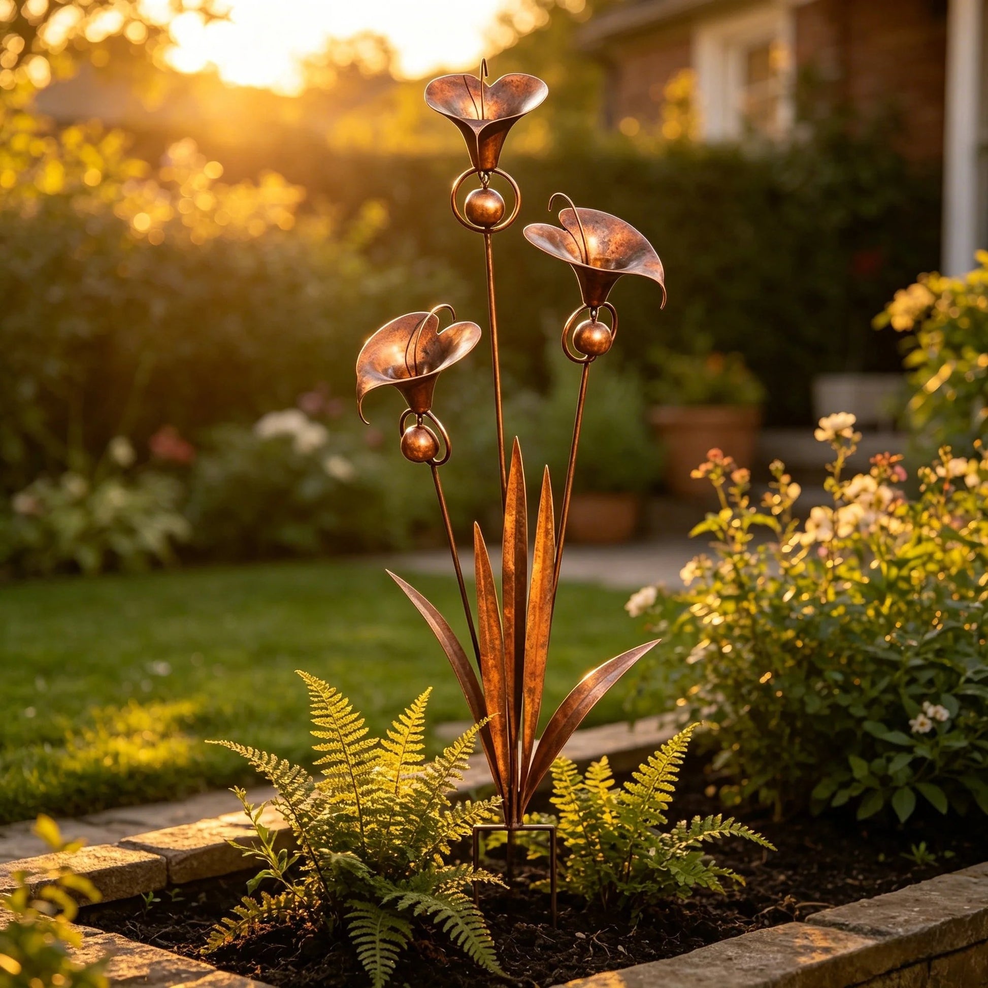 🏡Flamed Three Calla Lilies Garden Stake with Bells-yy