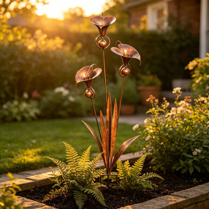 🏡Flamed Three Calla Lilies Garden Stake with Bells-yy