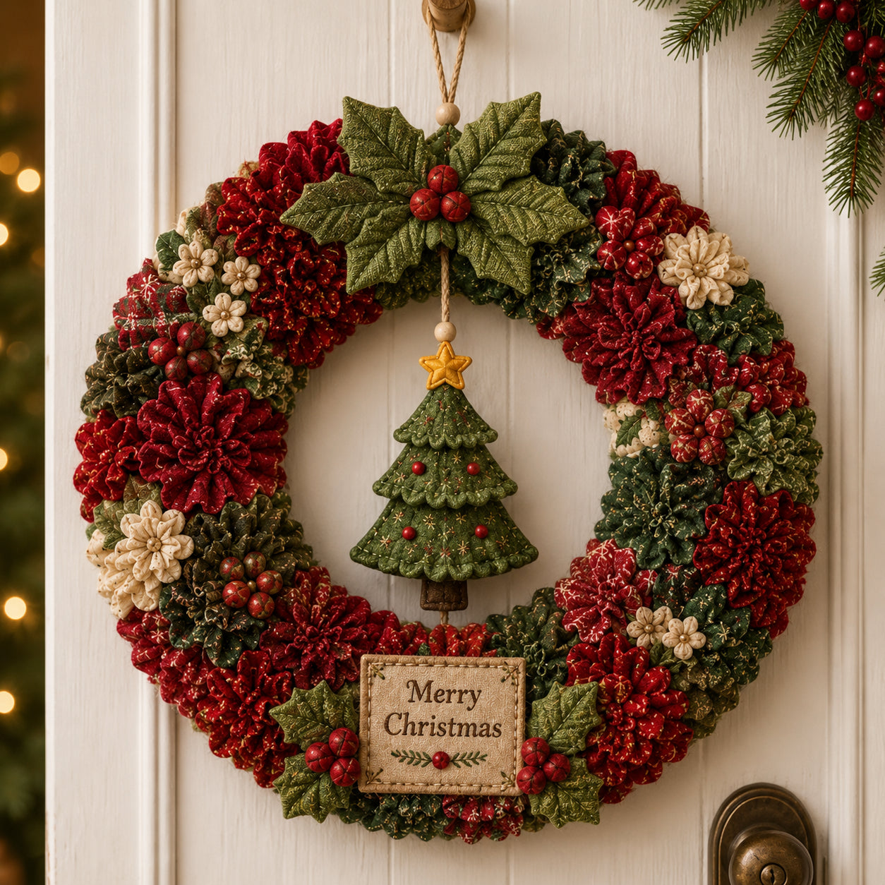 🎄 3D Fabric Poke Wreath DIY Kit