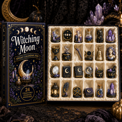 Witching Moon Advent Calendar 2027 – 24 Days of Celestial Miniatures, Mystical Moon Collectibles & Magical Gifts for Witchy Decor Lovers, Acrylic Charms Blind Box