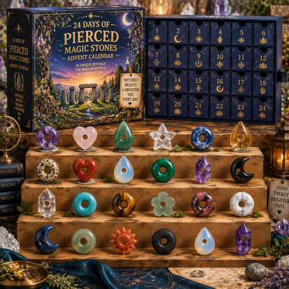CHRISTMAS KICKOFF 49% OFF - 2026 Days of Pierced Magic Stones Blind Box - 24‑Day Festive Countdown, Pierced Magic Stones Themed Collectible Miniatures Blind Box - Gift For Crystal & Healing Stone Lovers
