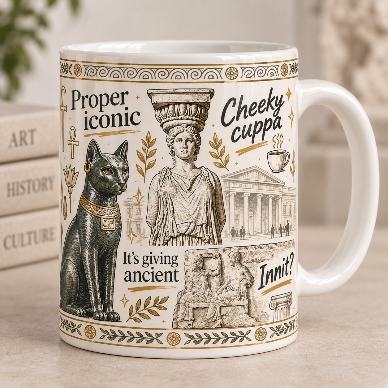 🏛️ Proper Iconic Ancient‑Inspired Ceramic Mug