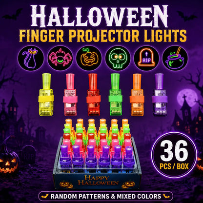 🎃 TODAY ONLY 50% OFF — 36PCS Halloween Finger Projector Rings ✨ 6 Spooky Light-Up Designs