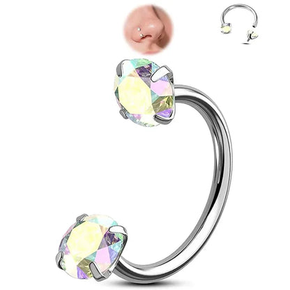 🔥Horseshoe Gem Nose Ring – Internally Threaded & Comfortable