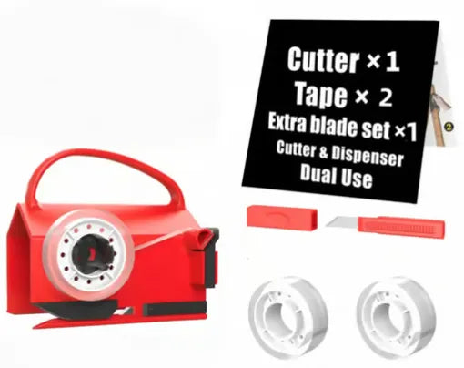 Dual Use Gift Wrap Cutter Tape Dispenser Kit, Portable Sliding Wrapping Paper Slicer, Replacement Blades Included, Household Office Gift Packaging Cutting Tool