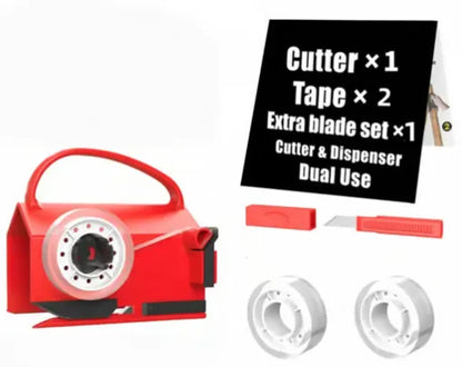 Dual Use Gift Wrap Cutter Tape Dispenser Kit, Portable Sliding Wrapping Paper Slicer, Replacement Blades Included, Household Office Gift Packaging Cutting Tool