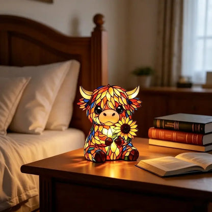🌻🐮Creative Highland Cow  Sunflower LED Night Light