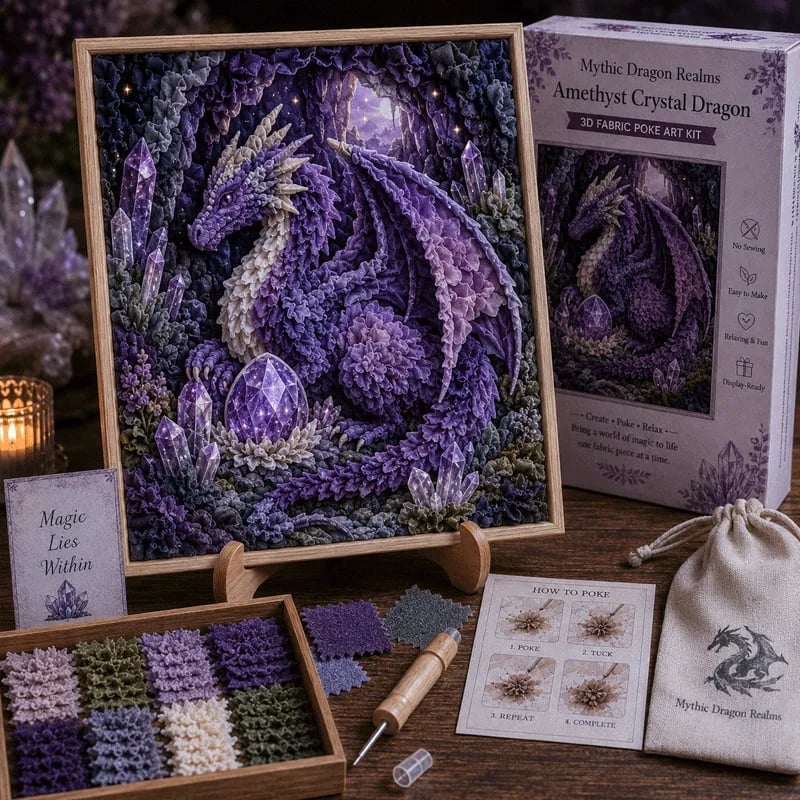 🎁🐉 Mythic Dragon Realms 3D Fabric Poke Art Kit